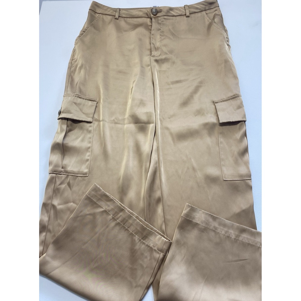 DKNY Satin Cargo Pants Tan/Gold. Women's Size 12
